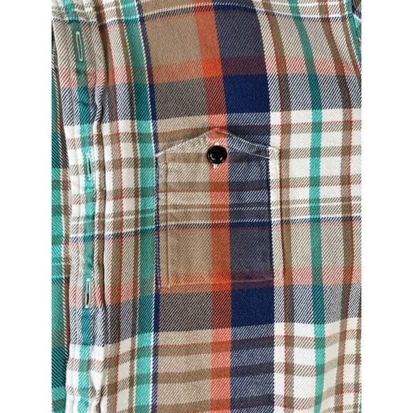 Wallace & Barnes Mens M Flannel Shirt Multicolor Plaid Button Up Heavyweight - Picture 9 of 9